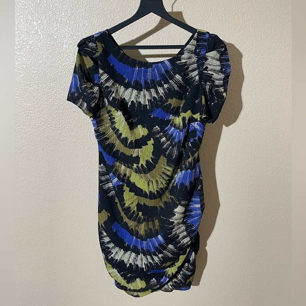 Miss Sixty Blue and Green Patterned Mini Dress